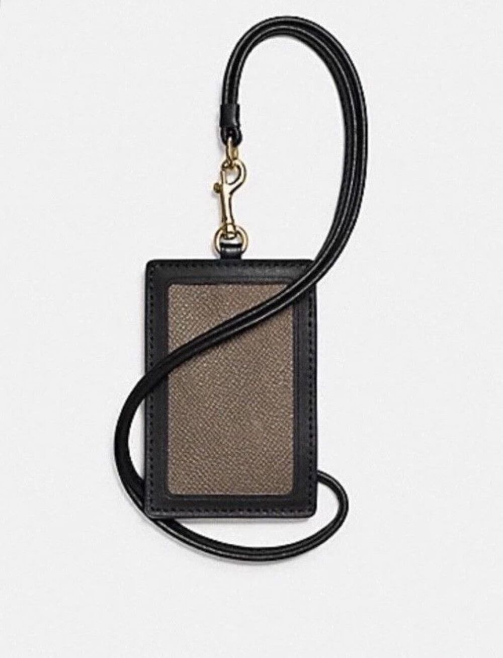 Coach Logo Signature C Leather Brown White Colorblock Lanyard ID Credit Card - Picture 6 of 6